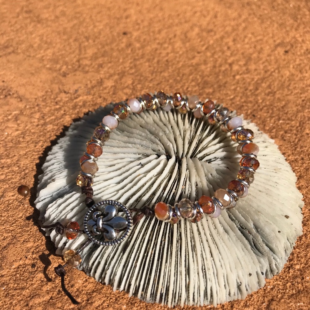 Braided amber and silver bracelet with toggle - Picture 3 of 7